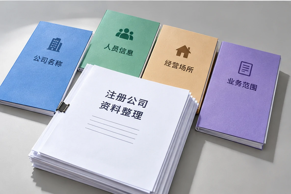 核对注册公司资料与办理事项的服务场景示意