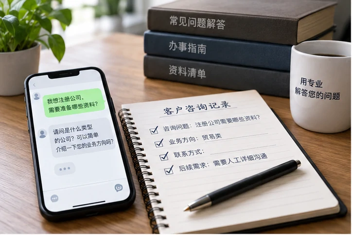 在线客服接待与咨询整理的服务场景示意