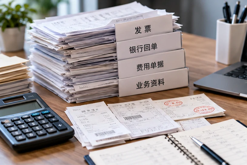 整理企业票据与日常账务资料的服务场景示意