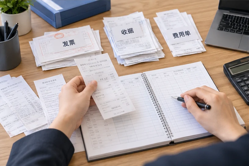 整理企业票据与日常账务资料的服务场景示意