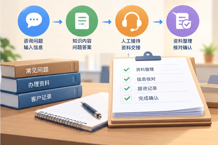 在线客服接待与咨询整理的服务场景示意