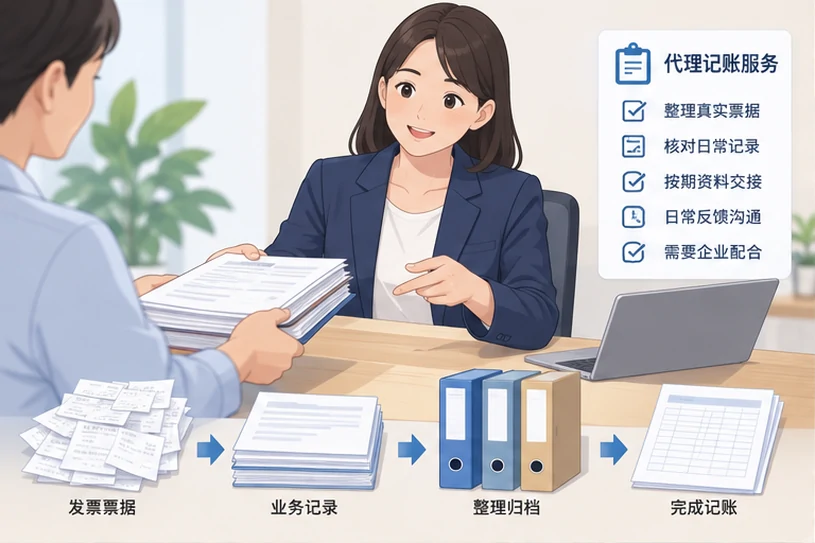 整理企业票据与日常账务资料的服务场景示意