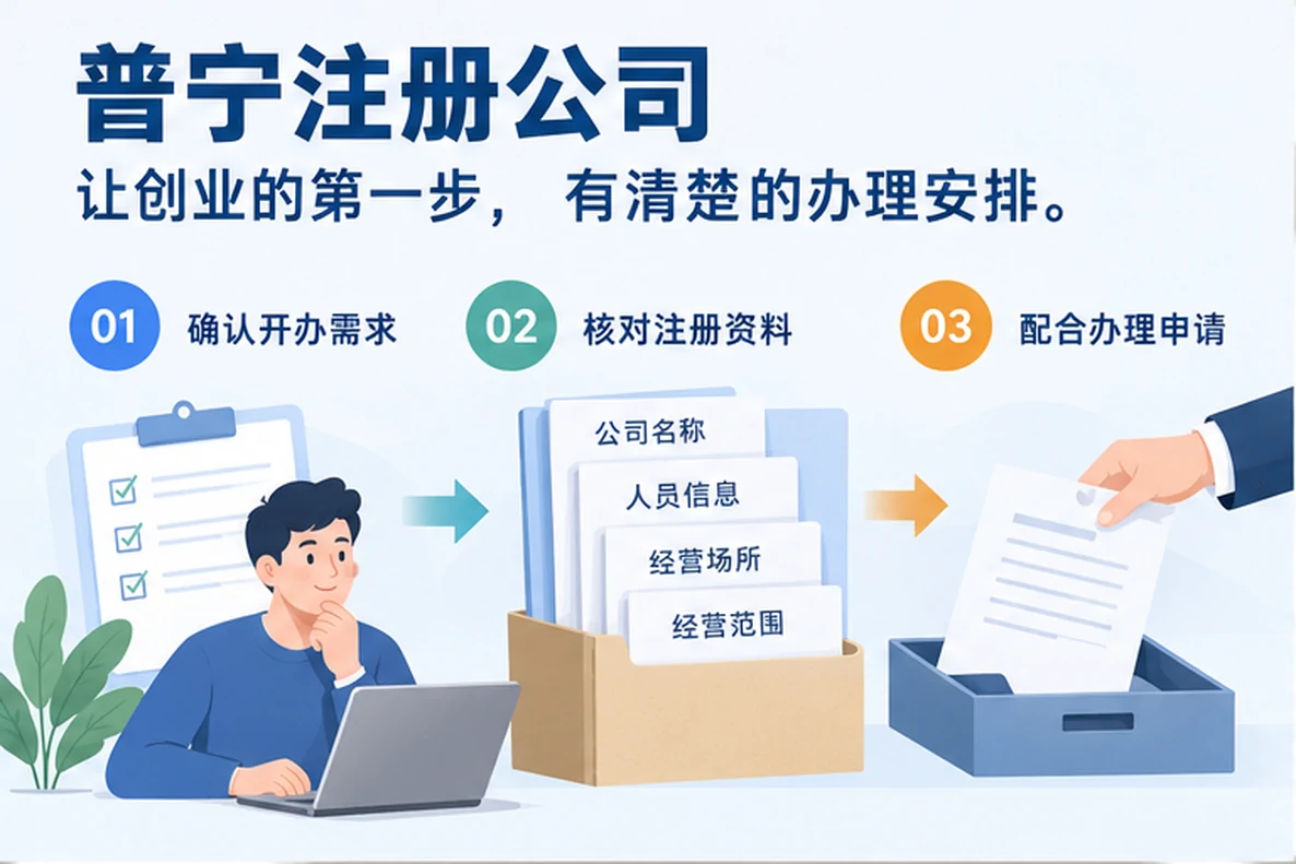 核对注册公司资料与办理事项的服务场景示意