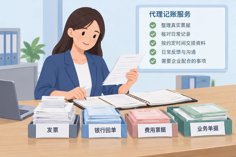 整理企业票据与日常账务资料的服务场景示意