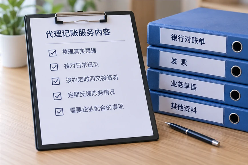 整理企业票据与日常账务资料的服务场景示意