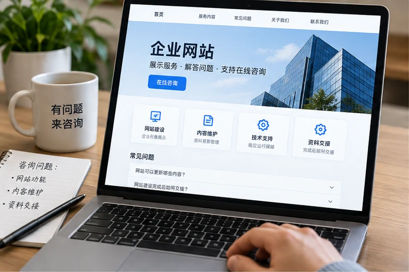企业网站展示业务与服务信息的场景示意