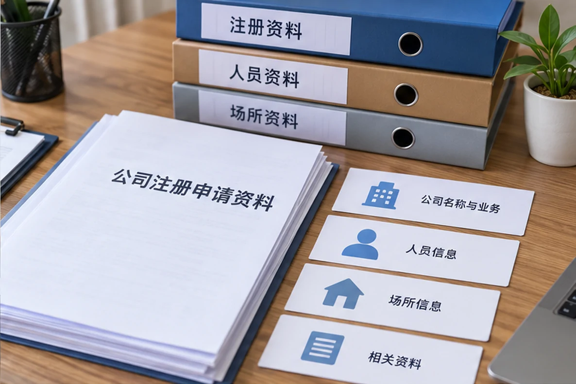 核对注册公司资料与办理事项的服务场景示意