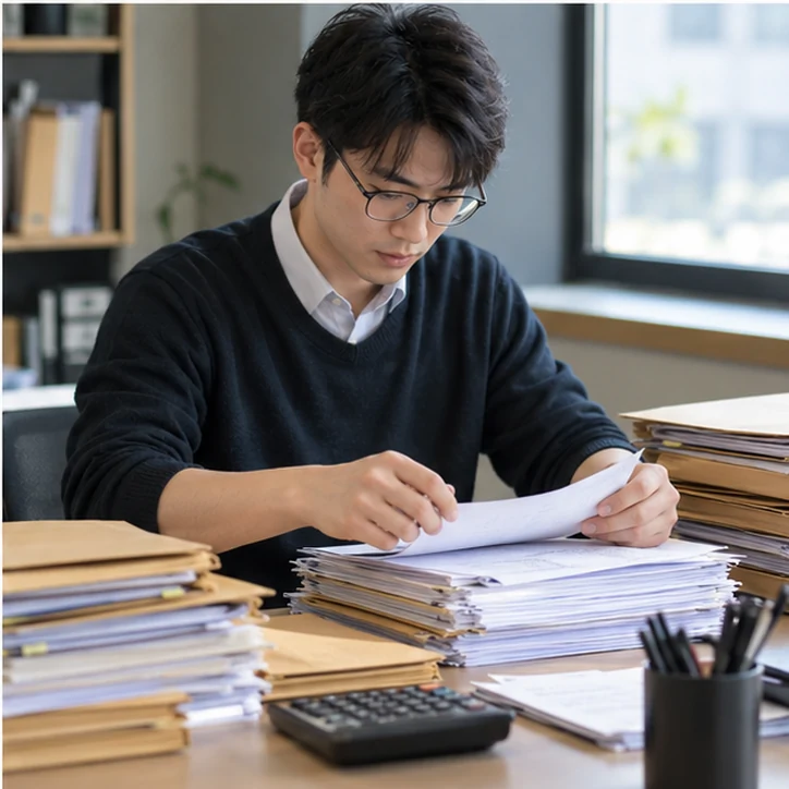 整理企业票据与日常账务资料的服务场景示意