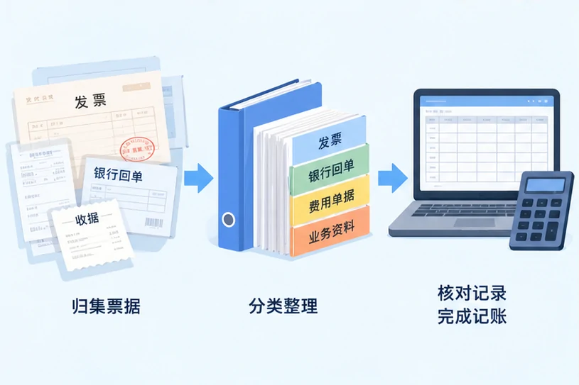 整理企业票据与日常账务资料的服务场景示意