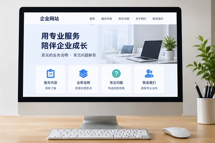 企业网站展示业务与服务信息的场景示意