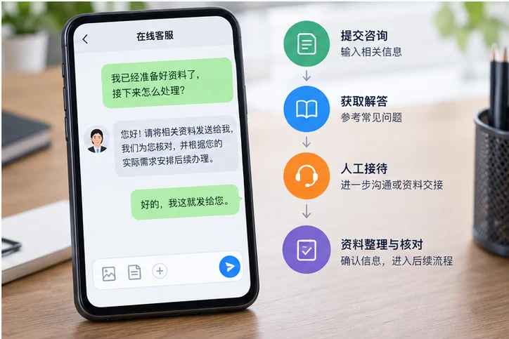 在线客服接待与咨询整理的服务场景示意