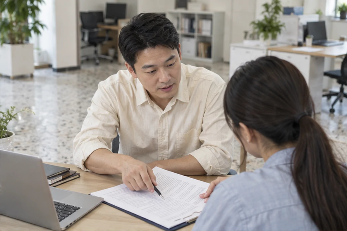 核对注册公司资料与办理事项的服务场景示意