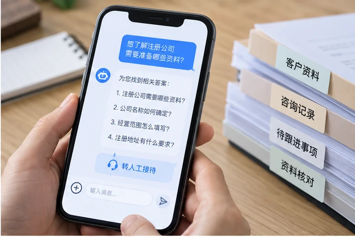 在线客服接待与咨询整理的服务场景示意