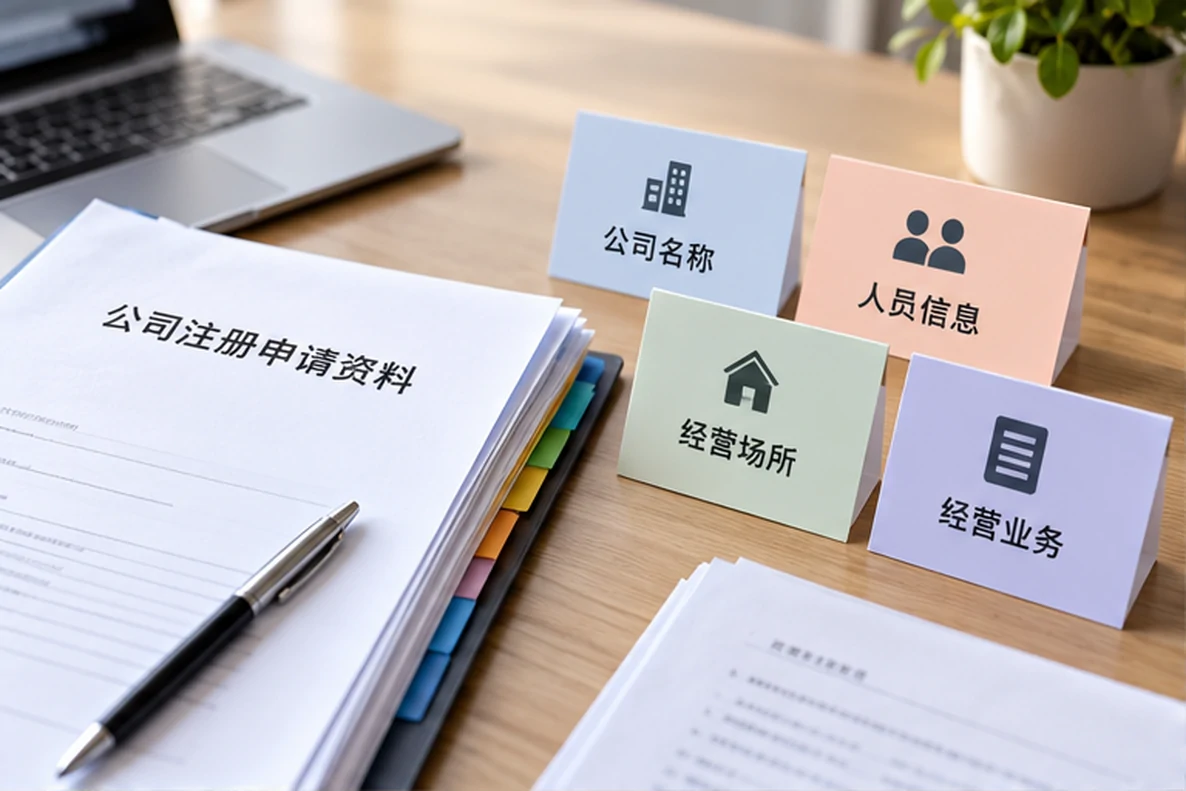 核对注册公司资料与办理事项的服务场景示意