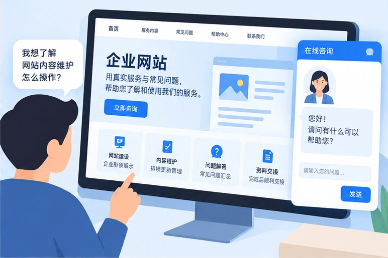 企业网站展示业务与服务信息的场景示意