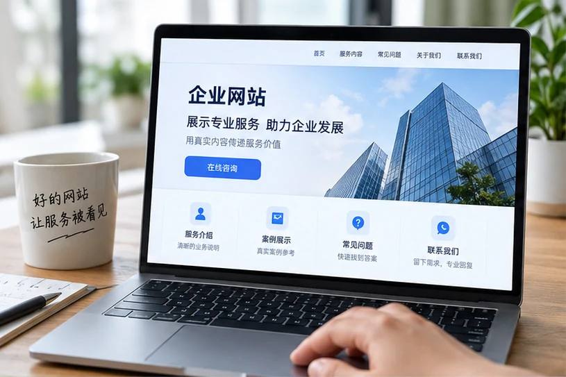 企业网站展示业务与服务信息的场景示意