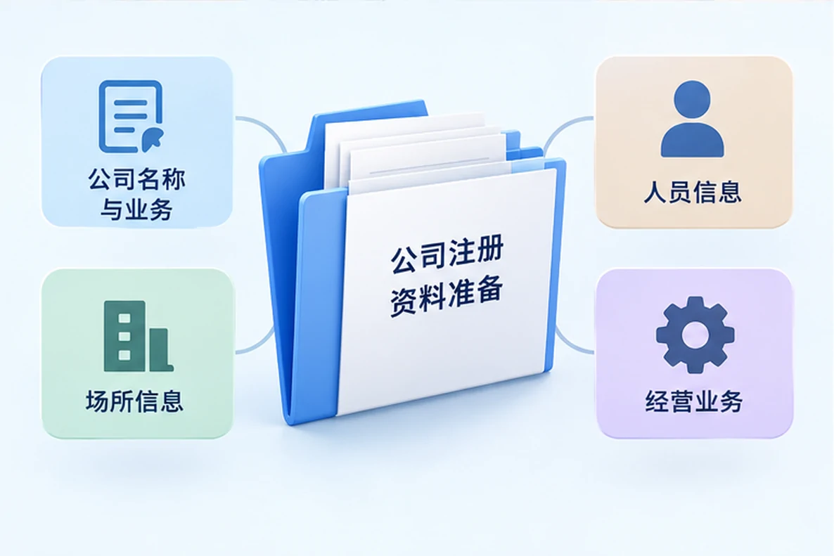 核对注册公司资料与办理事项的服务场景示意
