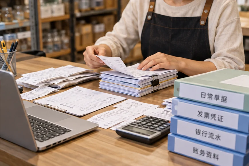 整理企业票据与日常账务资料的服务场景示意