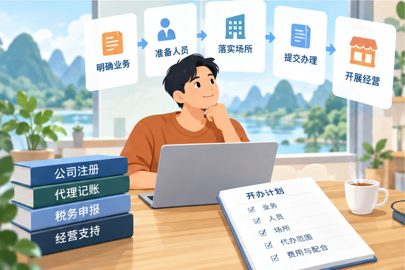 创业者一起整理开办计划的服务场景示意