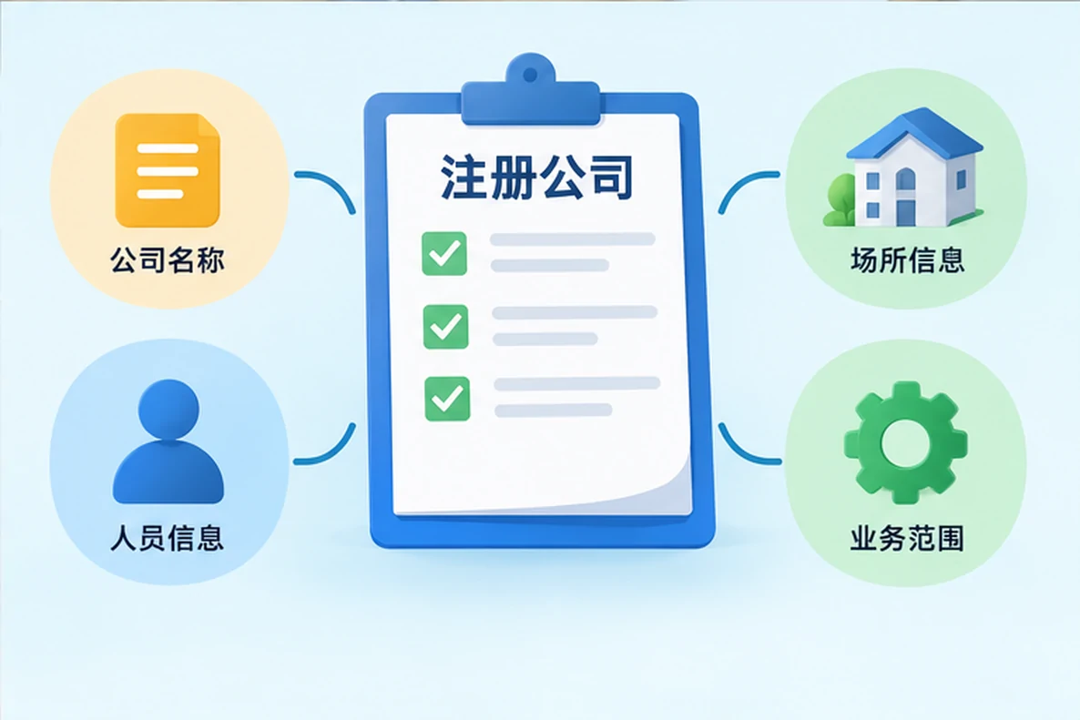 核对注册公司资料与办理事项的服务场景示意