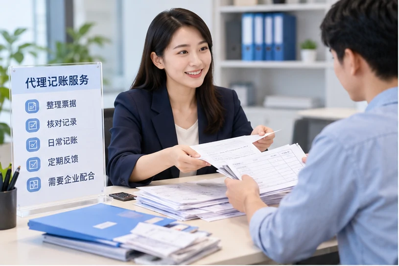 整理企业票据与日常账务资料的服务场景示意