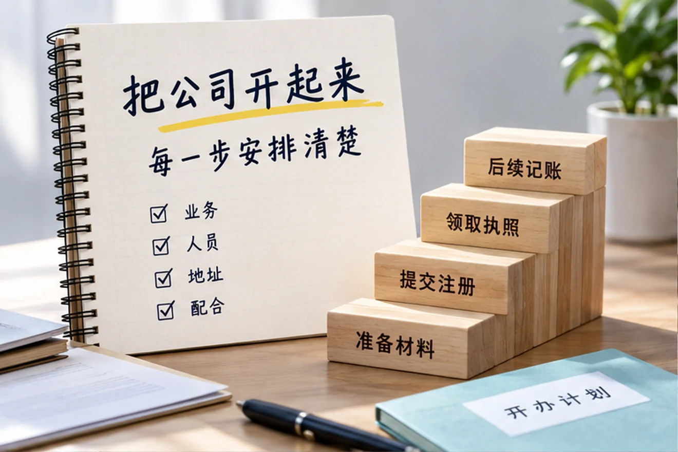 创业者一起整理开办计划的服务场景示意