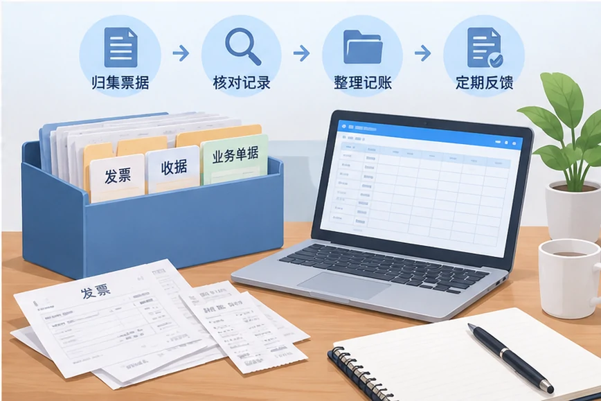 整理企业票据与日常账务资料的服务场景示意