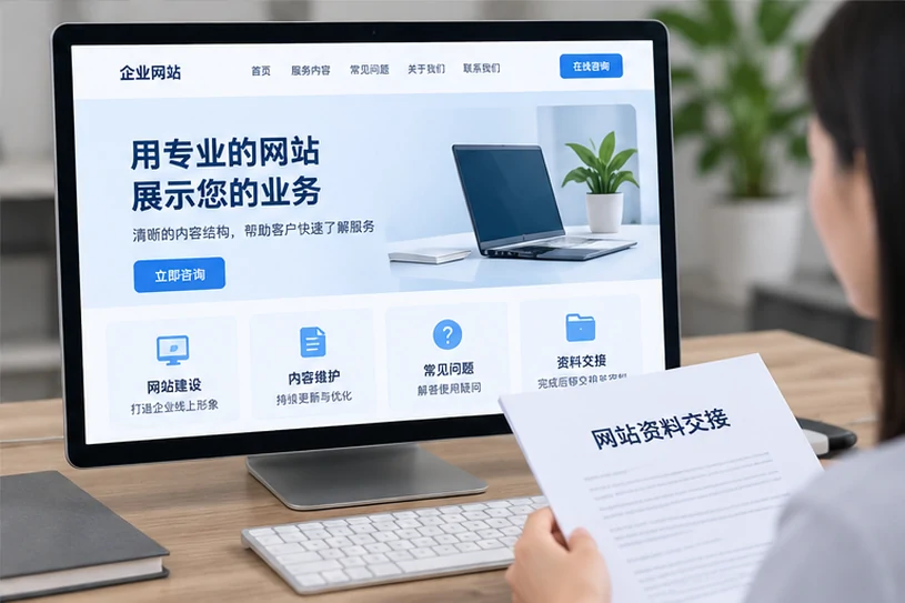 企业网站展示业务与服务信息的场景示意