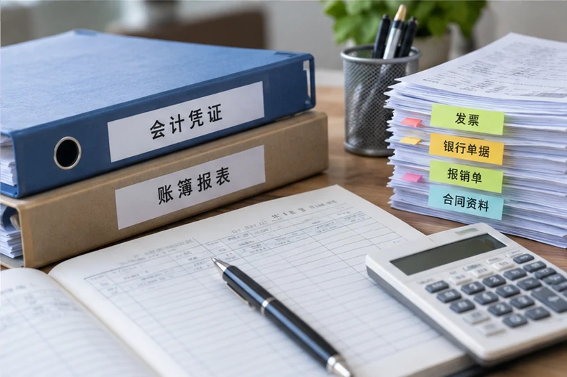 整理企业票据与日常账务资料的服务场景示意