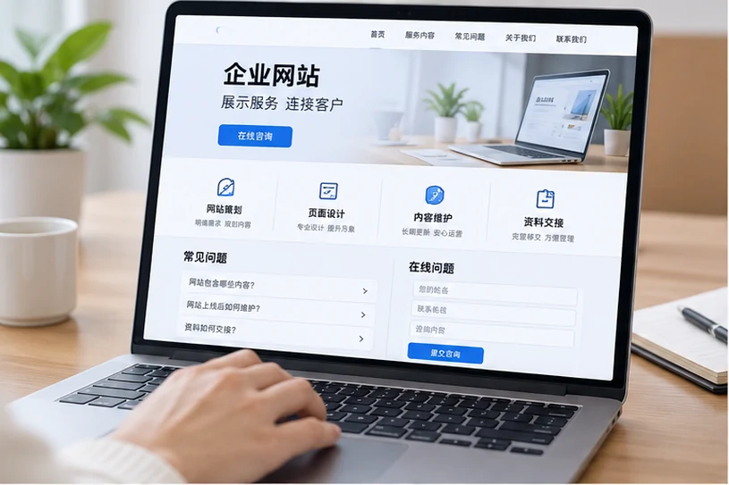 企业网站展示业务与服务信息的场景示意