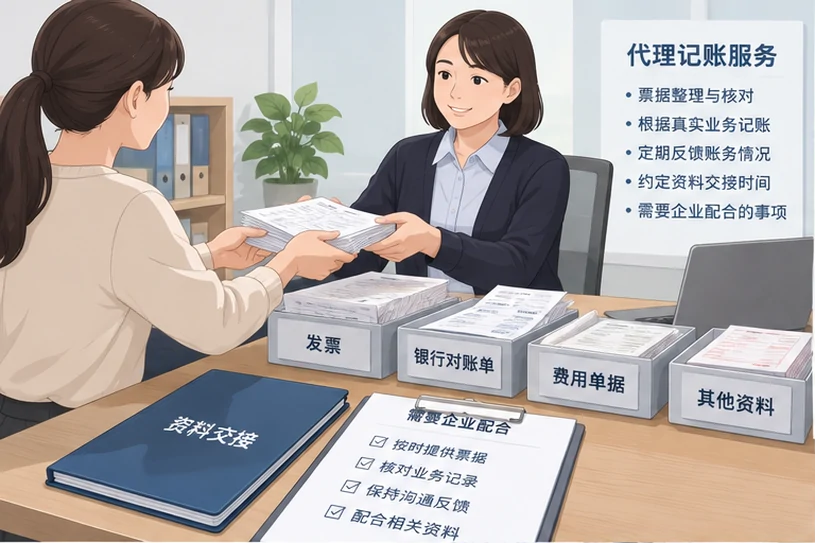 整理企业票据与日常账务资料的服务场景示意