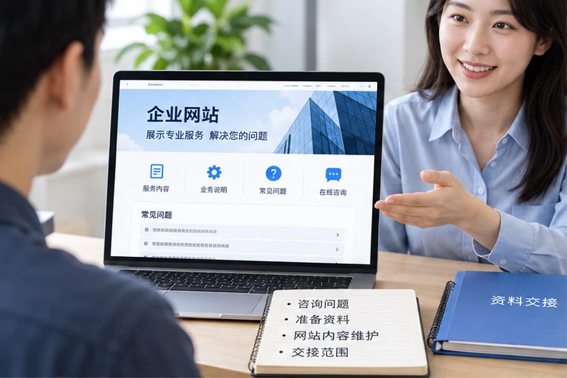 企业网站展示业务与服务信息的场景示意