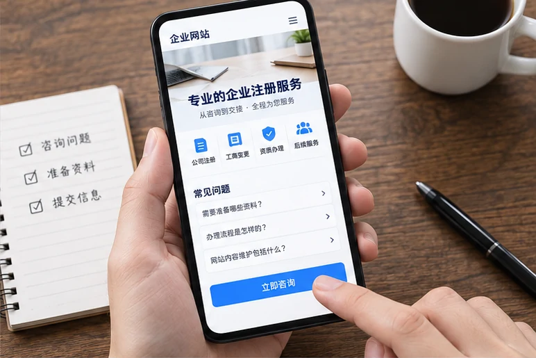 企业网站展示业务与服务信息的场景示意