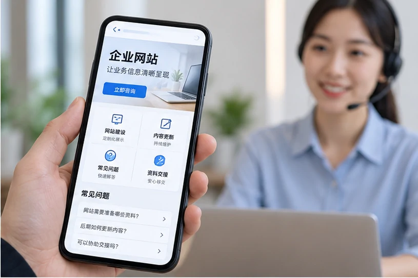企业网站展示业务与服务信息的场景示意