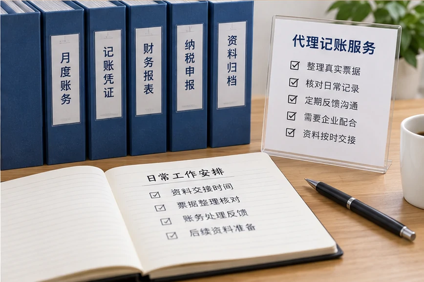 整理企业票据与日常账务资料的服务场景示意