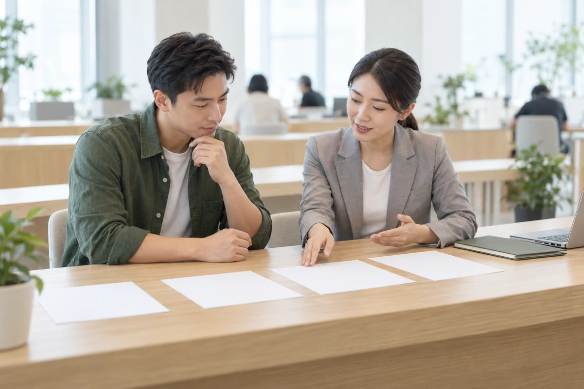 核对注册公司资料与办理事项的服务场景示意
