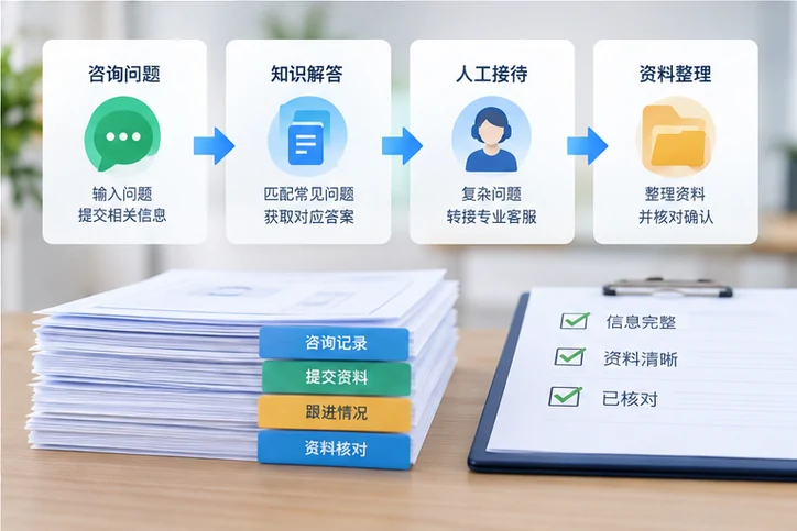 在线客服接待与咨询整理的服务场景示意