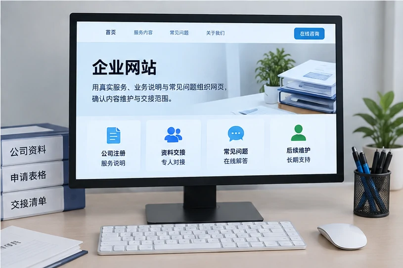 企业网站展示业务与服务信息的场景示意