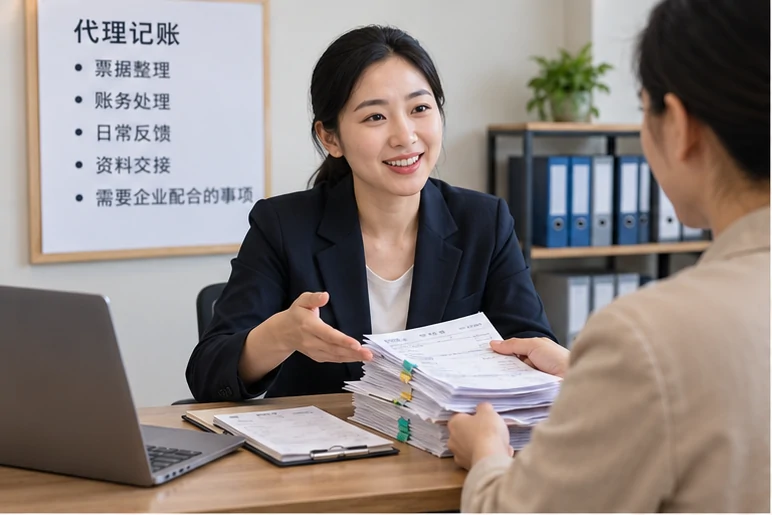 整理企业票据与日常账务资料的服务场景示意
