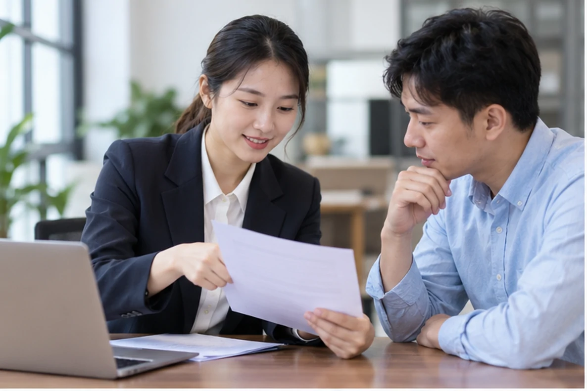 核对注册公司资料与办理事项的服务场景示意