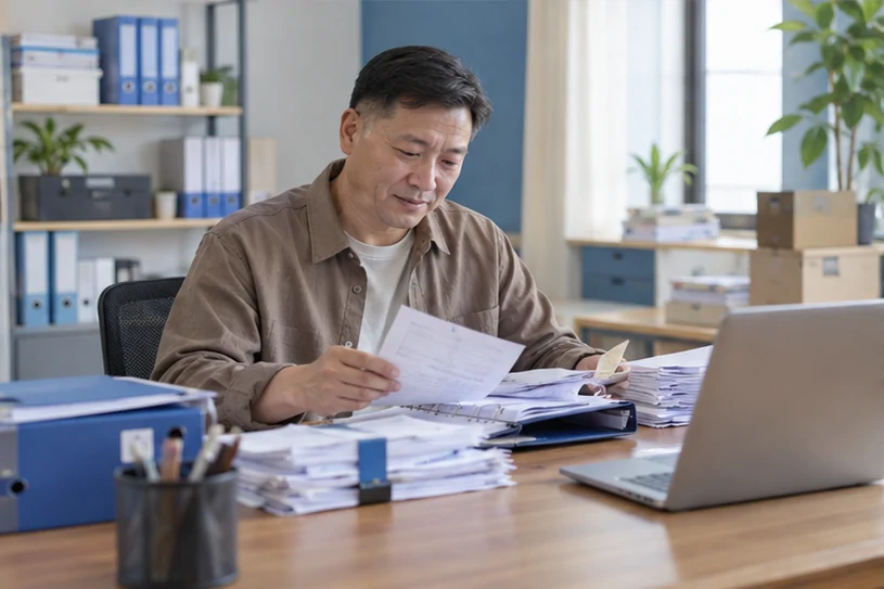 整理企业票据与日常账务资料的服务场景示意