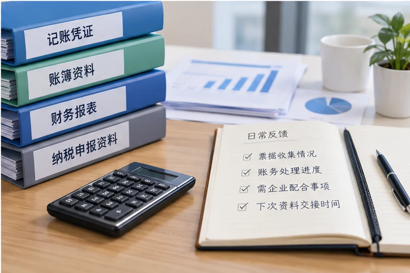 整理企业票据与日常账务资料的服务场景示意