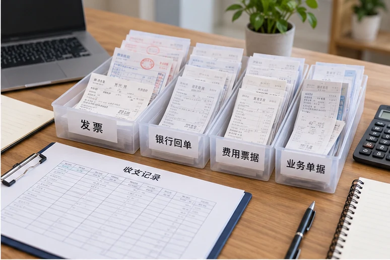 整理企业票据与日常账务资料的服务场景示意