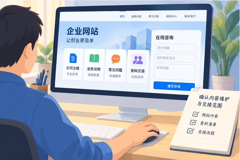 企业网站展示业务与服务信息的场景示意