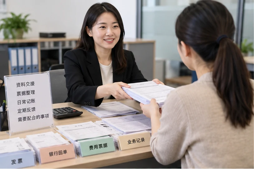 整理企业票据与日常账务资料的服务场景示意