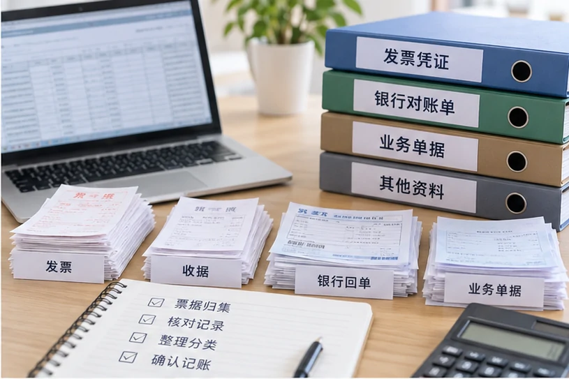 整理企业票据与日常账务资料的服务场景示意