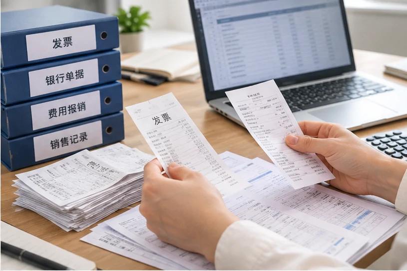 整理企业票据与日常账务资料的服务场景示意