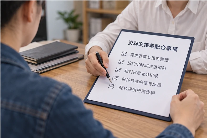 整理企业票据与日常账务资料的服务场景示意