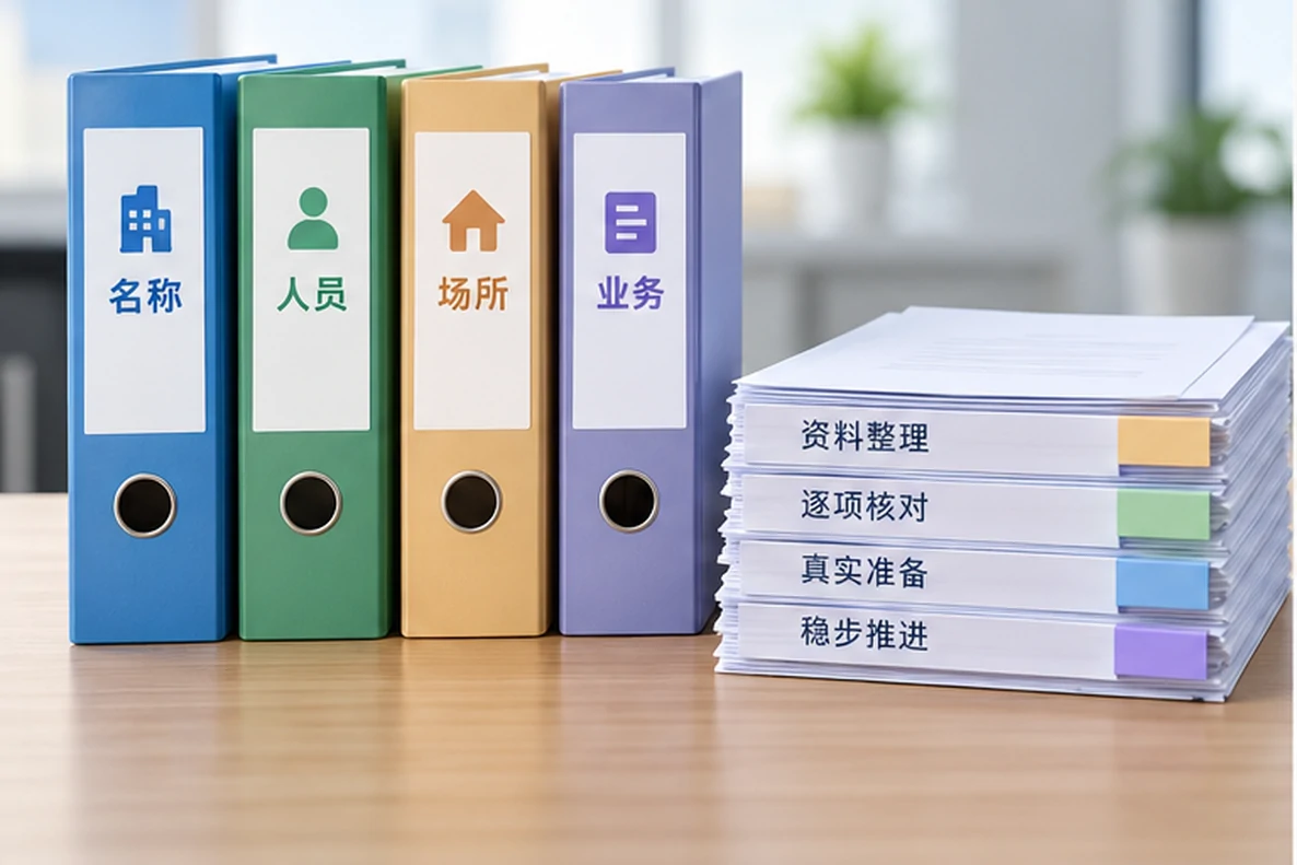 核对注册公司资料与办理事项的服务场景示意