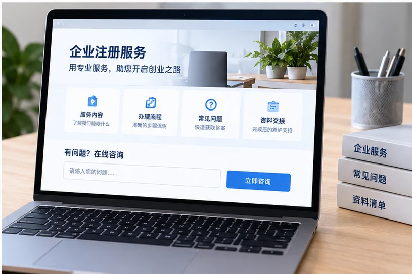 企业网站展示业务与服务信息的场景示意